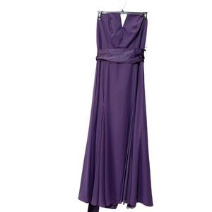White VERA WANG Amethy Purple Strapless Crepe Soie Full Length Dress Size 16